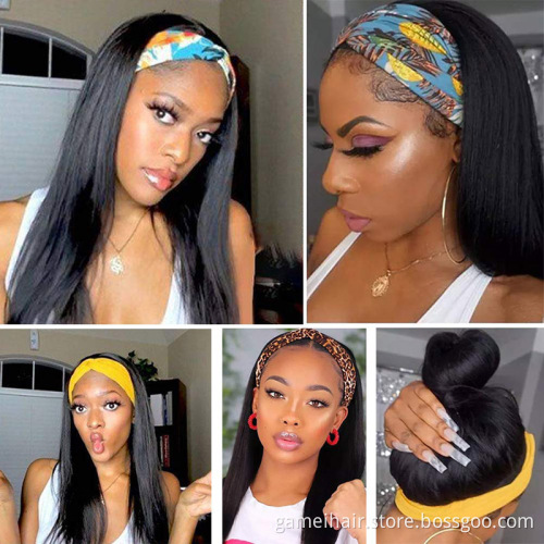 hairband  hairband  latest 18 inch wigs 100 8a 11a sunlight virgin head  headband wigs human hair frontal